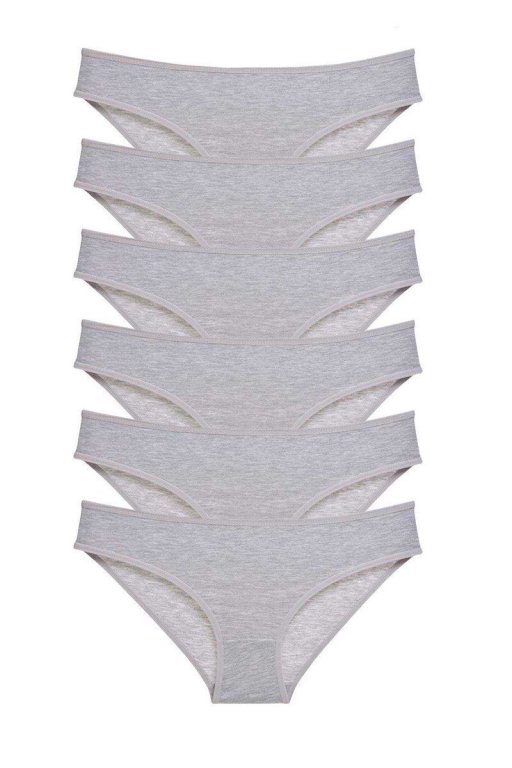 6 Adet Süper Eko Set Likralı Kadın Slip Külot Gri