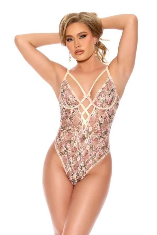 Çiçek Desenli Fantezi Body