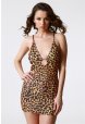 B100782 Leopar Baskılı Fantezi Elbise