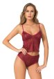 Bordo Jakarlı Babydoll Şort Takımı