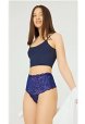 Çapraz Bantlı Dantelli Yüksek Bel Tanga