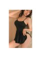 Fantezi Siyah Seksi Mini Elbise Fantezi Gecelik