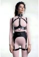 Halkalı Göğsü Açık Deri Jartiyer Harness Takım - Brf1231