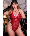 Kırmızı Dantelli Büyük Beden Babydoll Gecelik TM1305