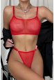 Kırmızı Transparan Tül Bralet Tanga İç Giyim Takımı Brf386
