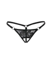 Siyah Dantelli Özel Bölgesi Açık G-String TM1167