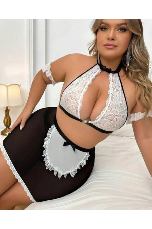Büyük Beden Fantazi Seksi Halkalı Dantelli Babydol Gecelik