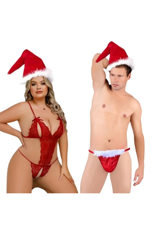 Büyük Beden Seksi Erkek Ve Kadın Yılbaşı Seti
