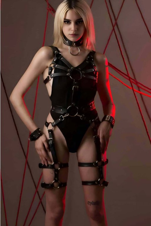 Fantazi Deri Harness Jartiyer Takım - Brf1267
