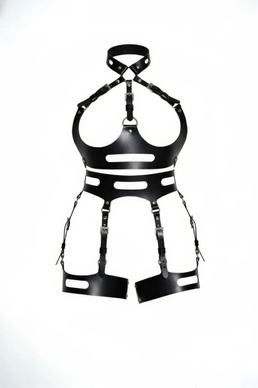 Siyah Jartiyer Harness Deri Vücut Korse Tokalı - Brf1302